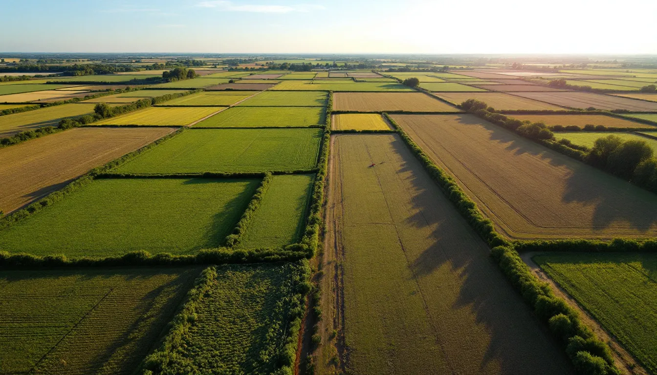 Vista aérea de parcelas agrícolas